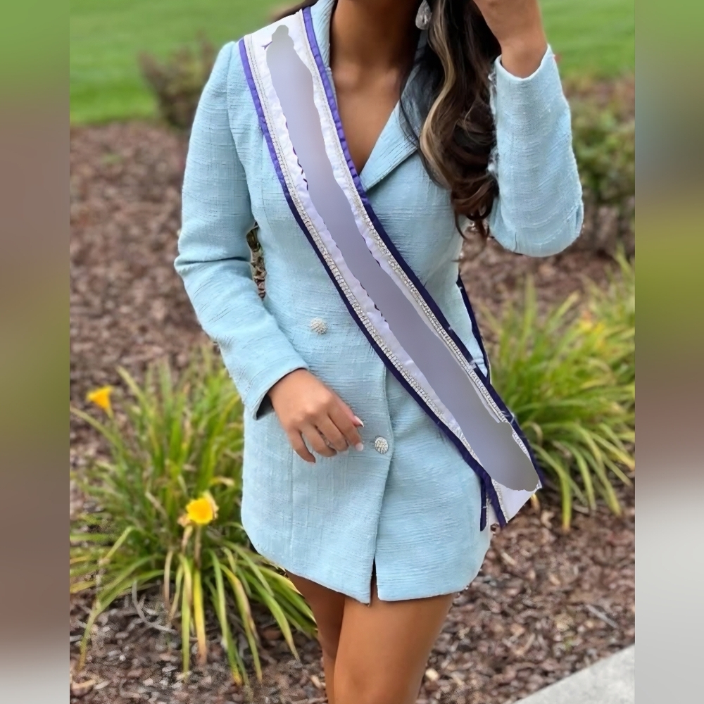 Light Blue Boucle Blazer Dress
